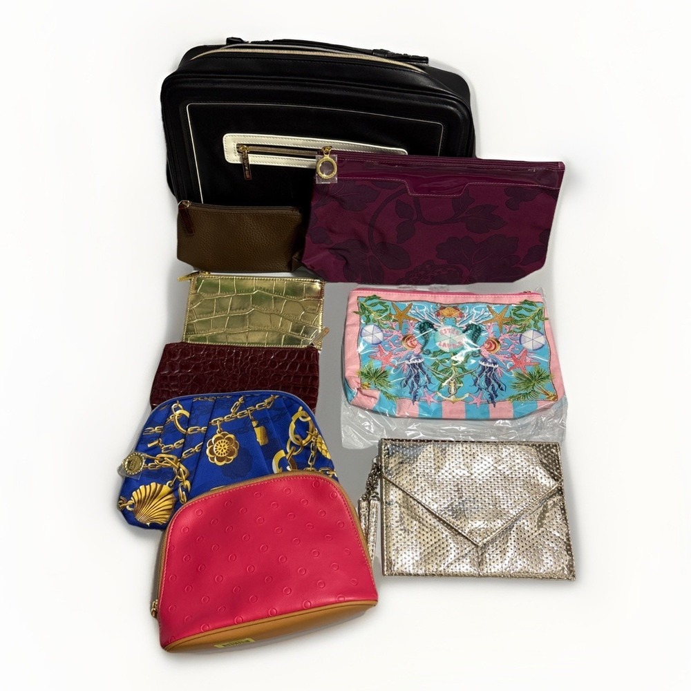 Cosmetic Bag Lot of 9 Mixed Victoria's Secret Estée Lauder Makeup Travel Pouch